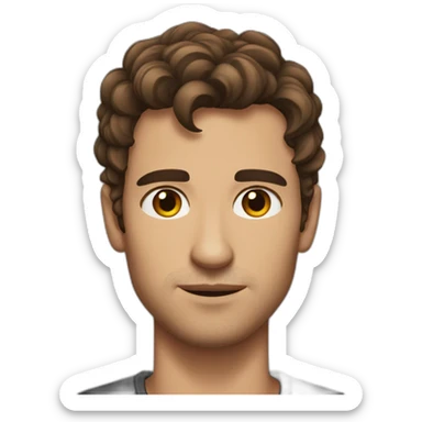 Brown haired man with a strong jawline and cheekbones while raising his eyebrow  sticker