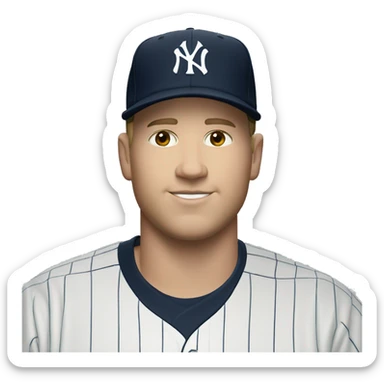 White man chubby wears cap and jersey of New York Yankees sticker