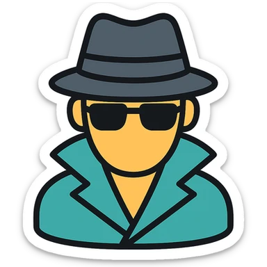 secret agent silhouette wearing sunglasses and a fedora sticker