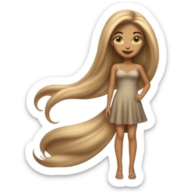 tan girl with long hair coquette sticker