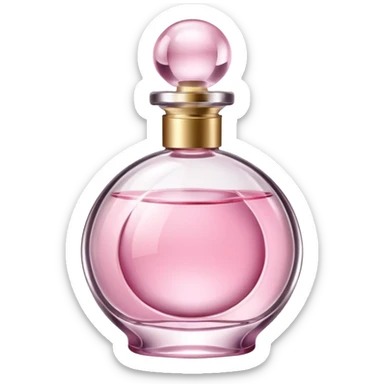 pink perfume bottle, elegant glass, soft reflections, cute and simple, no text sticker