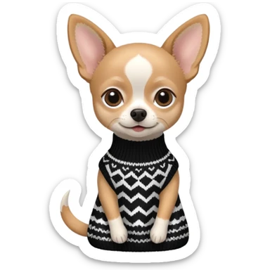 Chiuaua in bianco e nero con vestitino in maglia sticker