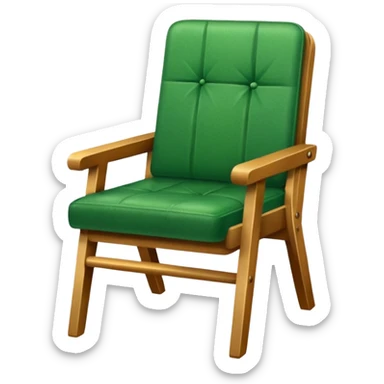 a chair with a green seat sticker