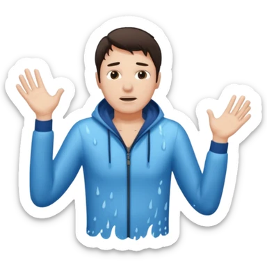 clothed brunette Man drowning with more water and splashes  sticker