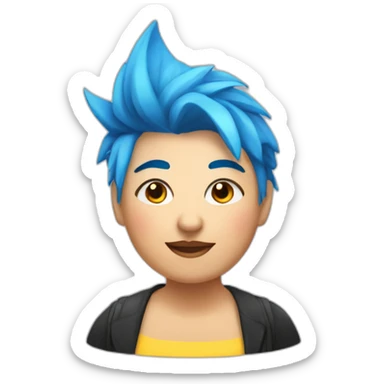 Older fat lesbian Chilean very short spiky bright blue hair sticker