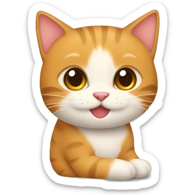 Un chat qui fait un calin a un coeur sticker