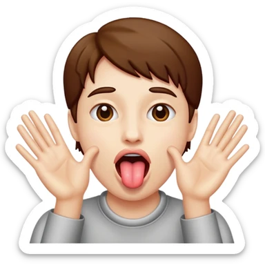 Sticking out tongue with hands out sticker