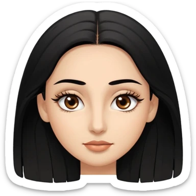 Rostro de forma ovalada con facciones delicadas. Ojos grandes y expresivos de color café oscuro, con pestañas largas y definidas. Cejas oscuras, pobladas y bien formadas color de piel trigeña y cabello largo con cuerpo delgado  sticker