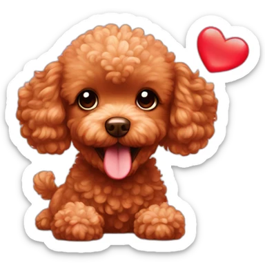 red toy poodle with catching bubbles of hearts sticker