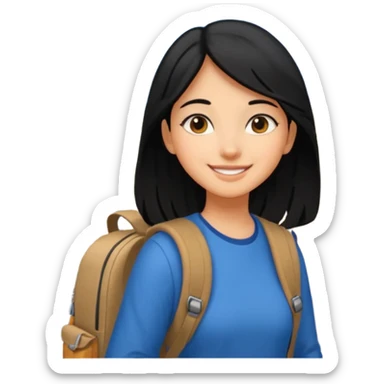 walk black long hair girl at university  sticker