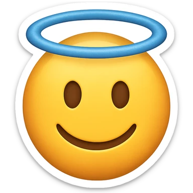 yellow face with halo emoji, digital illustration sticker