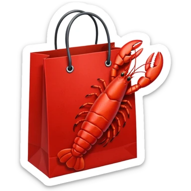 Gift bag with a lobster claw sticking out sticker