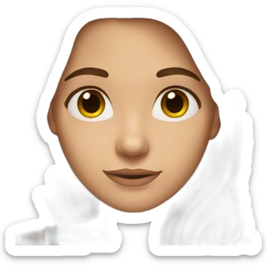 brown-haired woman with long hair, brown eyes, depicting a heart with her hands sticker