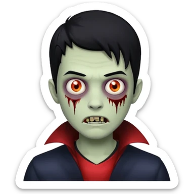 male teen with black hair zombie vampire sticker