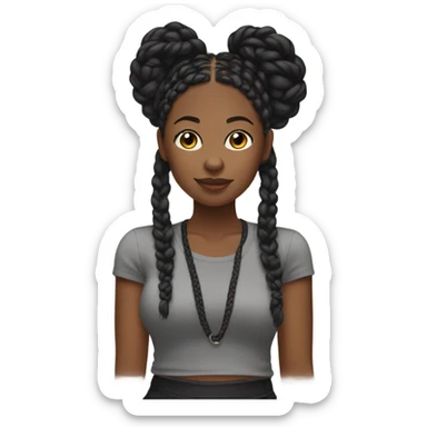 black woman with black boho braids baby tee sticker
