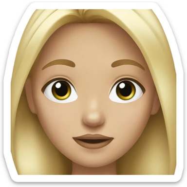 girl with Blue/green eyes, straight blond Hair and light Skin Holding a pomeraniN  sticker