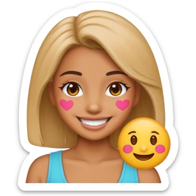 A baddie girl giving cute vibes but don't make it look like more of a human emoji more of a emoji sticker