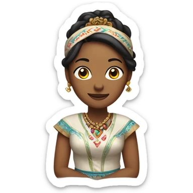 Sitting pretty woman with ethnic costume sticker