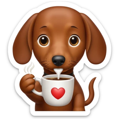 brown dachshund coffee with a bit of hair  sticker
