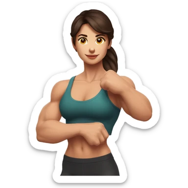 Strong muscle arm brunette girl. full sleeves sticker