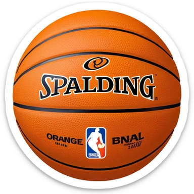 Minimalist basketball in classic orange color with small Spalding and NBA logos sticker