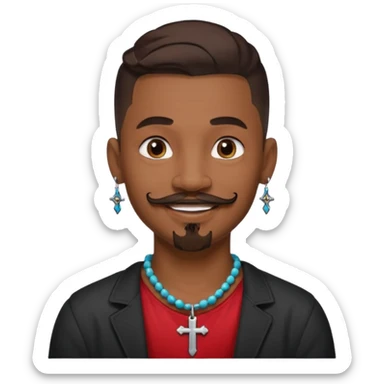 Deci creează mi un emoticon cu un băiat mai creol care are doar o coadă are cercel intr o ureche are tatuaje și barba cioc și mustața și are lanț la gât cu cruce sticker