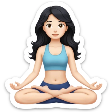 black haired white girl long hair and wavy  yoga sticker
