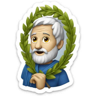 Aristotle holds a golden laurel wreath in his hand sticker