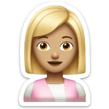 white woman with a blonde and pink bob with a fringe sticker