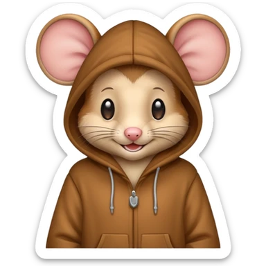 Mouse wearing hoodie namend Nelli sticker