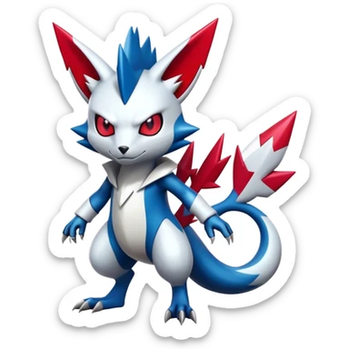Cool Edgy Badass Shiny Futuristic Digimon-Sneasel-Zangoose-hybrid full body sticker