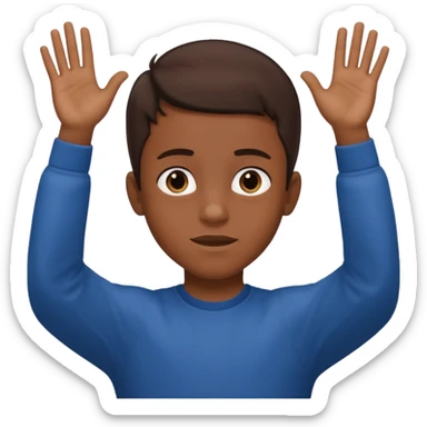 so i want to show a context sentence "what do you think"
a boy with both hand up and tilt head , showing i dont you sticker