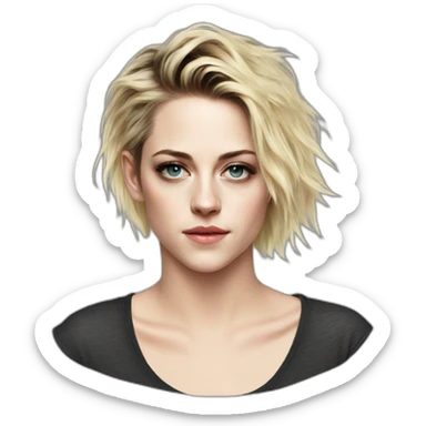 Kristen stewart short hair round neck t-shirt sticker