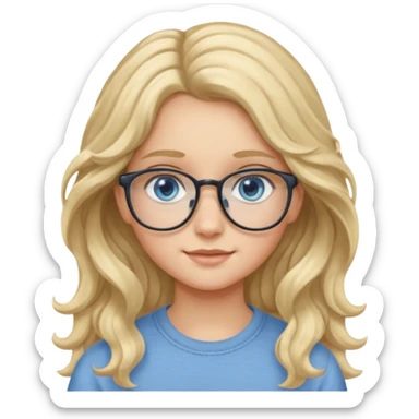 Fille 13 ans qui a des cheveux long et blond et wavy avec des lunettes et des yeux bleu- gris sticker