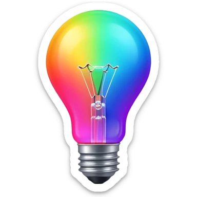 Generate a high-quality image of a glowing neon light bulb, bright vibrant colors, realistic glow effect, smooth gradient colors, no human figures, no facial features, no brand markings, simple dark background, high-reso
 sticker
