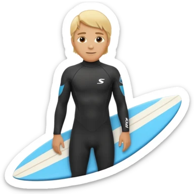 blonde haired white surfer with surfboard  sticker