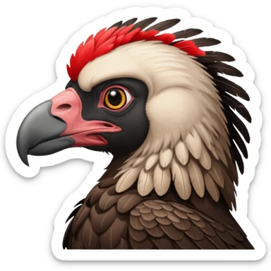 mature vulture with black and red feathers looking straight ahead. sticker