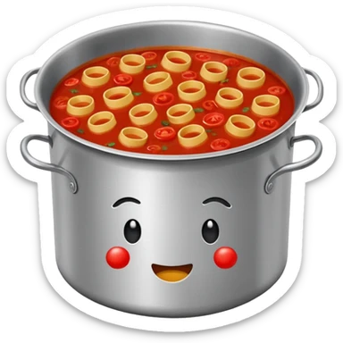 … a pot of pasta sauce being stirred with an emoji in it, not necessarily drowning but like swimming sticker