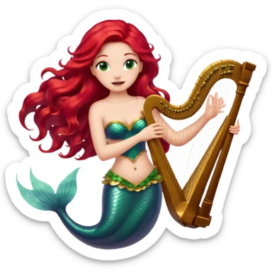 Singing Mermaid – Holding harp sticker