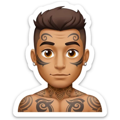 Cool tan guy with a lot of tattoos on the face  sticker