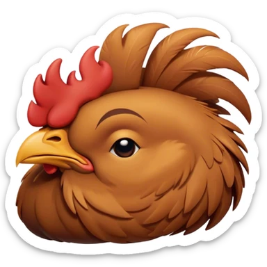 Meme-Worthy Cute Sleeping Brown Rooster Portrait Emoji, Head resting peacefully with a contented smile, showcasing a robust build and a luxuriously soft brown plumage, eyes shut in a serene, restful nap, Simplified yet hilariously adorable features, highly detailed, glowing with a soft, drowsy light, high shine, relaxed and utterly lovable, stylized with an air of playful laziness, bright and heartwarming, soft glowing outline, capturing the essence of a comically sleepy rooster, so meme-worthy it feels like it could instantly become the next viral sensation of adorable slumber! sticker