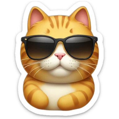 fat cat with sunglass sticker