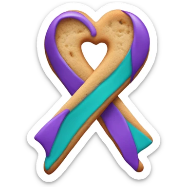 Purple teal Suicide awareness ribbon, heart cookie sticker