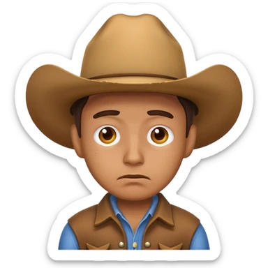 emoji of a cowboy with a worried expression sticker