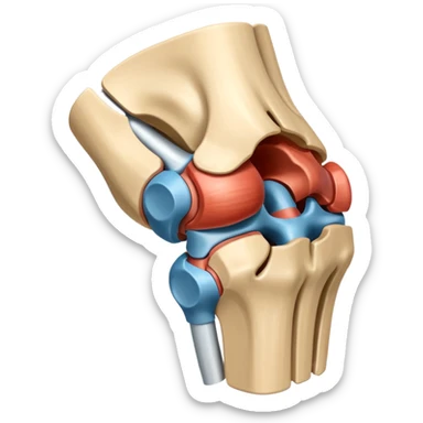 Articulacion de la rodilla en flexión mostrando los ligamentos  sticker