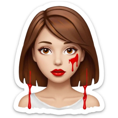 Brown Hair, Woman, white paint drip, face, hot, Sexy, lips sticker