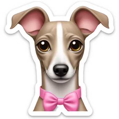 Italian greyhound with pink bow sticker