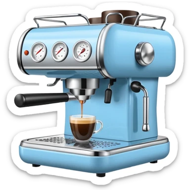 Light blue Espresso machine brewing espresso sticker