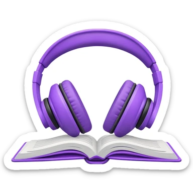 purple open journal with purple headphones on top sticker