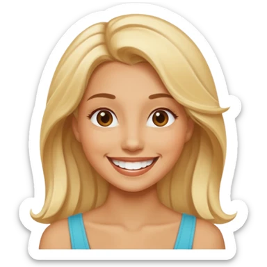  a woman totally happy with the biggest smile sticker